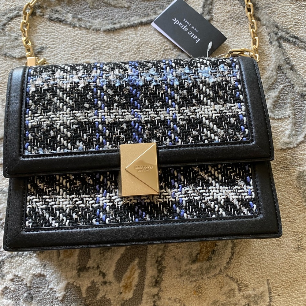 Kate Spade Black and Blue Tweed Crossbody